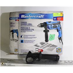 NEW MASTERCRAFT HAMMER DRILL. 50 PC ACCESSORY KIT