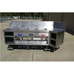 9' SS 3-tub Sink enclosed w/ undershelv