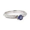 Image 1 : 0.75 ctw Sapphire and Diamond Ring - 18KT White Gold