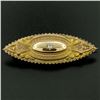 Image 2 : 9k Yellow Gold .10 ctw Diamond Marquise Shaped Etched Brooch Pin