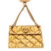 Image 3 : Chanel Gold Plated Quilted Flap Bag Drop Pendant Pin Brooch