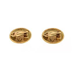 Chanel Vintage Gold CC Rope Logo Round Clip On Earrings
