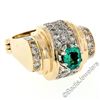 Image 1 : 14kt Yellow Gold 2.10 ctw Oval Emerald and Round Diamond Cocktail Ring w/ Arthri