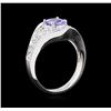 Image 3 : 0.90 ctw Tanzanite and Diamond Ring - 14KT White Gold