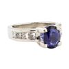 Image 1 : 3.01 ctw Blue Sapphire And Diamond Ring - Platinum