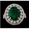 Image 2 : 4.75 ctw Emerald and Diamond Ring - 14KT White Gold