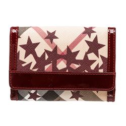 Burberry Nova Check Stars Burgundy Tan Snap Wallet