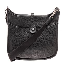 Hermes Black Clemence Leather Evelyne II PM Bag