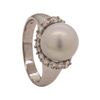 Image 4 : 0.40 ctw Diamond and Pearl Ring - 18KT White Gold