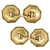 Image 3 : Men's Antique Art Deco Etched 14k Gold & Mother of Pearl Seed Octagon Cufflinks
