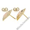 Image 3 : New 14kt Rose, White, and Yellow Gold Stone Finished Tiered Pentagon Stud Earrin