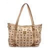 Image 2 : MCM Cream Visetos Coated Canvas Leather Medium Satchel Tote Bag