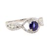 Image 1 : 1.43 ctw Blue Sapphire And Diamond Ring - 18KT White Gold