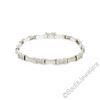 Image 2 : 14kt White Gold 1.20 ctw Round Diamond Cluster and Brushed Link Tennis Bracelet
