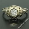 Image 2 : Antique Art Deco 18kt White Gold 0.42 ctw European Diamond Filigree Ring