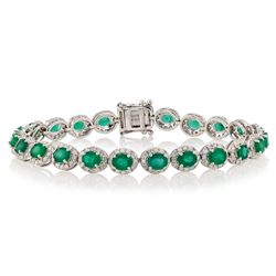 7.64 ctw Emerald and 2.63 ctw Diamond 14K White Gold Bracelet