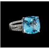 Image 1 : 14KT White Gold 9.91 ctw Topaz and Diamond Ring