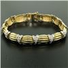 Image 3 : 14K Two Tone Gold 1.35 ctw Round Diamond Textured X O Oval Link Tennis Bracelet