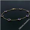 Image 5 : 14kt Yellow Gold 5.25 ctw Bezel Set Amethyst by the Yard Cable Link Chain Bracel