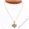 Image 2 : Antique Art Nouveau 14kt Yellow Gold Natural Pearl and Sapphire Tulip Pendant Ne