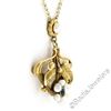 Image 6 : Antique Art Nouveau 14kt Yellow Gold Natural Pearl and Sapphire Tulip Pendant Ne
