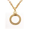 Image 3 : Chanel Vintage Gold Tone Faux Pearl Magnifying Glass Medallion Necklace