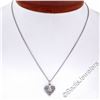 Image 3 : Vintage 14kt White Gold Open Filigree Solitaire Diamond Petite Heart Pendant Nec