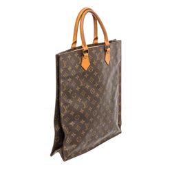 Louis Vuitton Monogram Canvas Leather Sac Plat Tote Bag