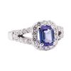 Image 1 : 1.89 ctw Blue Sapphire And Diamond Ring - 18KT White Gold