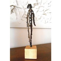 Max Kreg Mid Century Brutalist Giacometti Style Metal Sculpture
