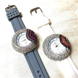 Pair of Rainbow Crystal Quartz Fashion Wristwatches