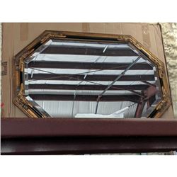 Neoclassical-style Black & Gold Gilt Carved Wood Octagon Beveled Mirror