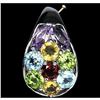 Image 1 : Rainbow Multi-Gemstone & Sterling Silver Slider Pendant