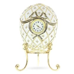 Faberge Inspired Russian Trinket Box, Clock Jeweled Egg