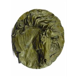 Signed Equestrian Horse Bronze Bust Wall Plaque