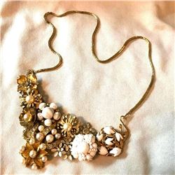 Artisan Re-purposed Necklace, Vintage Floral Brooches & Earrings