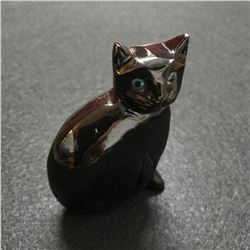 Carved Onyx Stone Black Cat Spirit Figurine