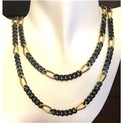 Monet Gunmetal & Gold Chain Links 36" Necklace