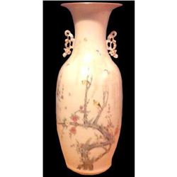 Large 19thc Chinese Birds Tree Blossoms Butterflies Porcelain Vase