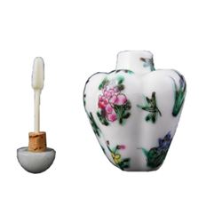 Chinese Hand-Painted Porcelain Floral Melon Snuff Bottle