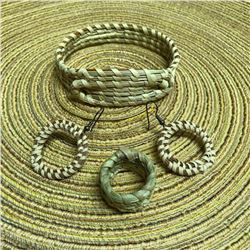 Lowcountry Charleston Sweetgrass Woven Bracelet, Earrings, Ring Set