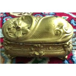 Late 19thc Art Nouveau Gilt Metal Jewel Casket
