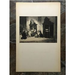 Late 19thc Etching, The Kind Confessor