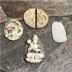 Group of Asian Composite Stone Carvings, Pendants