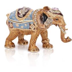 Royal Elephant Enamel & Gilt Trinket Jewel Box