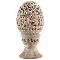 Hand-carved Elephant Theme Pierced Stone Egg