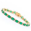 Image 1 : Plated 18KT Yellow Gold 12.50ctw Green Agate and Diamond Bracelet