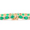 Image 2 : Plated 18KT Yellow Gold 12.50ctw Green Agate and Diamond Bracelet