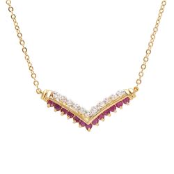 Plated 18KT Yellow Gold 0.61ctw Ruby and Diamond Pendant with Chain