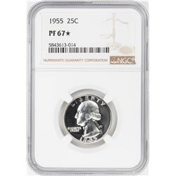 1955 Proof Washington Quarter Coin NGC PF67* Star